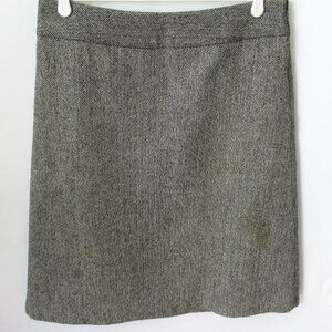 Eddie Bauer black wool blend herringbone lined A-line skirt *Sz 10*